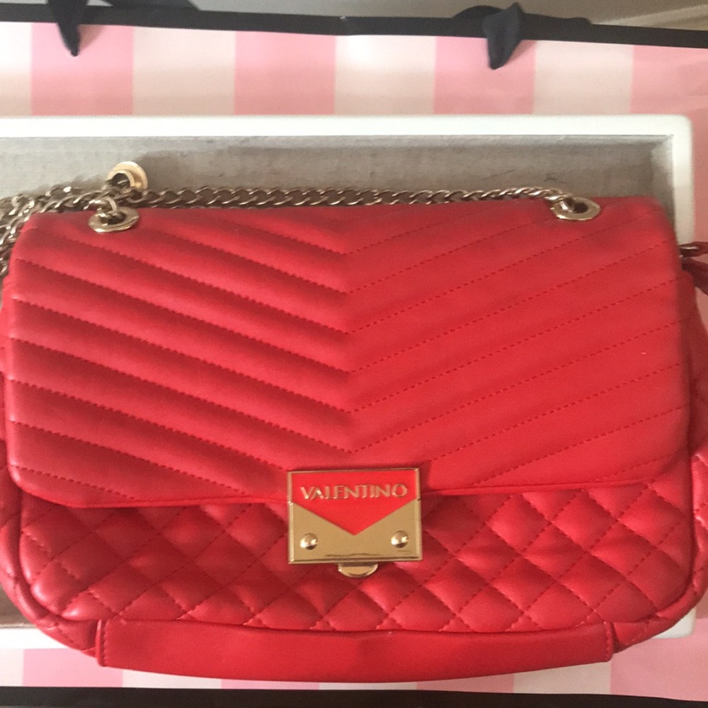 Valentino reddish orange gold hardware crossbody - Picture 3 of 7